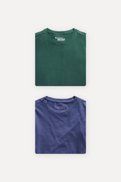 Kit 2 Camisetas Basicas Azul E Verde Reserva Mini