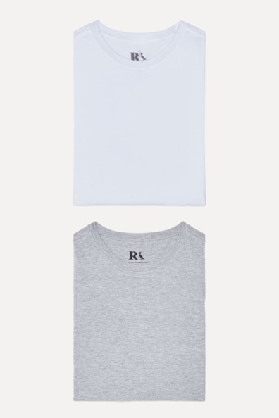 Kit 2 Camisetas Básicas Branca E Cinza Reserva