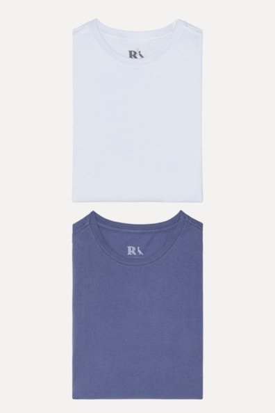 Kit 2 Camisetas Básicas Branca E Marinho Reserva
