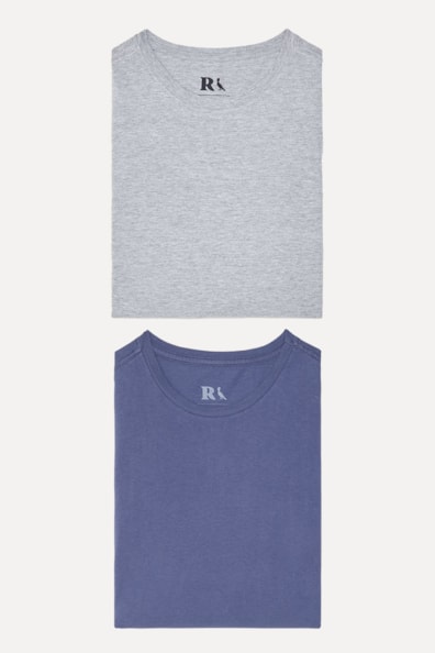 Kit 2 Camisetas Básicas Cinza E Marinho Reserva