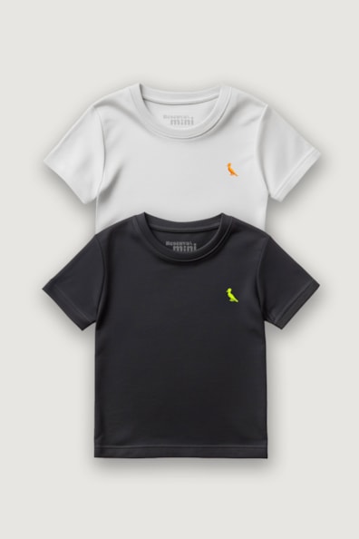 Kit 2 Camisetas Mini Bordado Glow