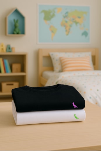 Kit 2 Camisetas Mini Bordado Neon