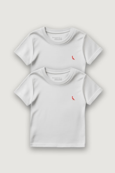 Kit 2 Camisetas Mini Brasa Branca Pica Pau Bordado