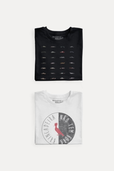 Kit 2 Camisetas Mosaico Carro E Não Tem Hora Reserva Mini