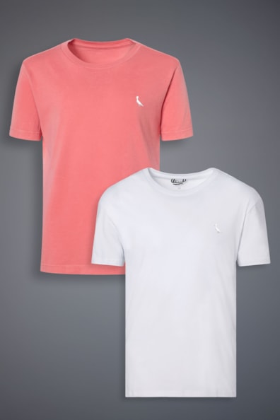 Kit 2 Camisetas Suspiro Branco E Vermelho Stoned Bordado Reserva