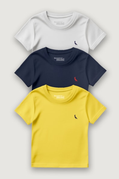 Kit 3 Camisetas Brasa E Gota Amarelo Reserva Mini
