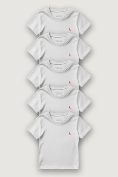 Kit 5 Camisetas Mini Brasa Branca Pica Pau Bordado