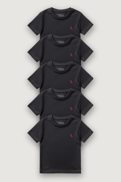 Kit 5 Camisetas Mini Brasa Preta Pica Pau Bordado